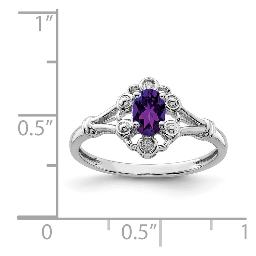 Sterling Silver Rhodium-plated Amethyst & Diam. Ring (QBR22FEB-7)