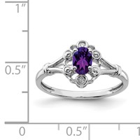 Sterling Silver Rhodium-plated Amethyst & Diam. Ring view 3
