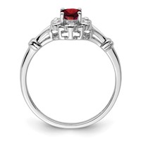 Sterling Silver Rhodium-plated Garnet & Diam. Ring view 2