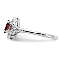 Sterling Silver Rhodium-plated Garnet & Diam. Ring view 4