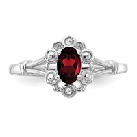 Sterling Silver Rhodium-plated Garnet & Diam. Ring view 5