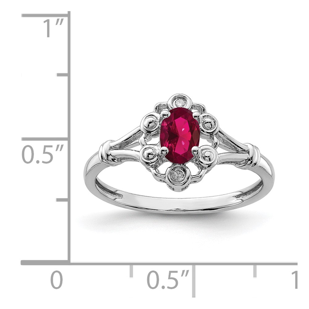 Sterling Silver Rhodium-plated Created Ruby & Diam. Ring (QBR22JUL-9)