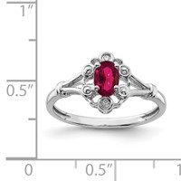 Sterling Silver Rhodium-plated Created Ruby & Diam. Ring view 3