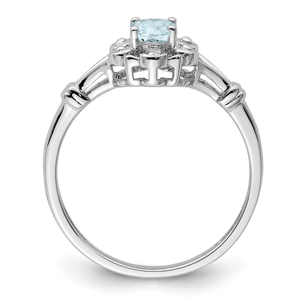 Sterling Silver Rhodium-plated Aquamarine & Diam. Ring (QBR22MAR-5)