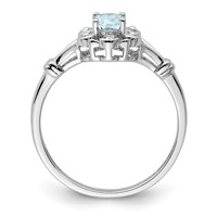 Sterling Silver Rhodium-plated Aquamarine & Diam. Ring view 2