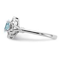 Sterling Silver Rhodium-plated Aquamarine & Diam. Ring view 4