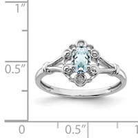 Sterling Silver Rhodium-plated Aquamarine & Diam. Ring view 3