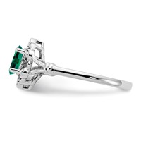 Sterling Silver Rhodium-plated Created Emerald & Diam. Ring view 4