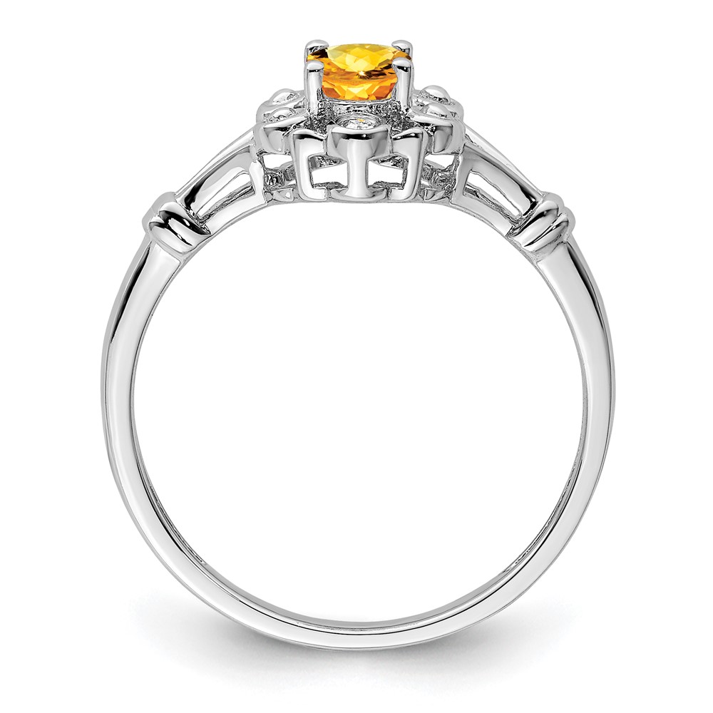 Sterling Silver Rhodium-plated Citrine & Diam. Ring (QBR22NOV-7)