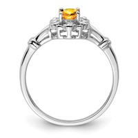 Sterling Silver Rhodium-plated Citrine & Diam. Ring view 2