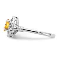Sterling Silver Rhodium-plated Citrine & Diam. Ring view 4