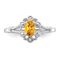 Sterling Silver Rhodium-plated Citrine & Diam. Ring view 5