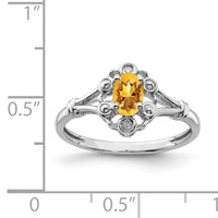 Sterling Silver Rhodium-plated Citrine & Diam. Ring view 3