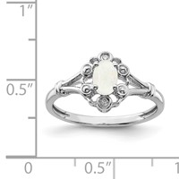 Sterling Silver Rhodium-plated Created Opal & Diam. Ring view 4
