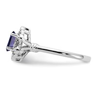 Sterling Silver Rhodium-plated Created Sapphire & Diam. Ring view 4