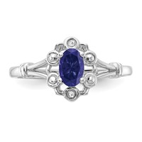 Sterling Silver Rhodium-plated Created Sapphire & Diam. Ring view 5