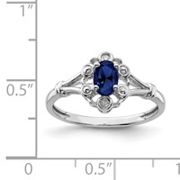 Sterling Silver Rhodium-plated Created Sapphire & Diam. Ring view 3