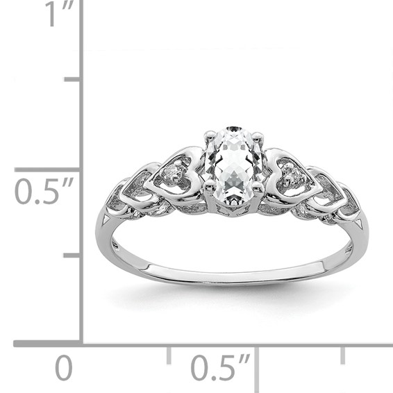 Sterling Silver Rhodium-plated Gemstone and Diamond Ring 