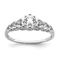 Sterling Silver Rhodium-plated White Topaz & Diam. Ring view 1