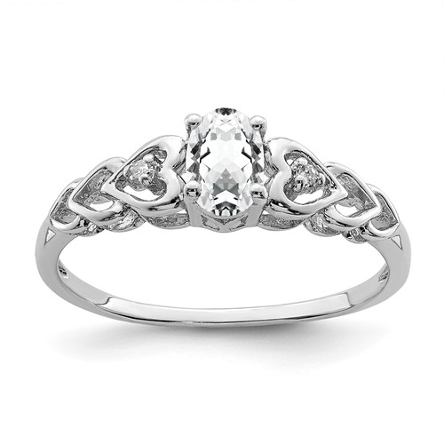Sterling Silver Rhodium-plated White Topaz & Diam. Ring