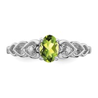 Sterling Silver Rhodium-plated Peridot & Diam. Ring view 4