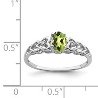 Sterling Silver Rhodium-plated Peridot & Diam. Ring view 2