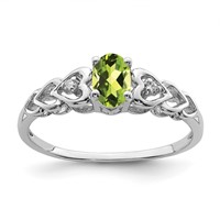 Sterling Silver Rhodium-plated Peridot & Diam. Ring view 1