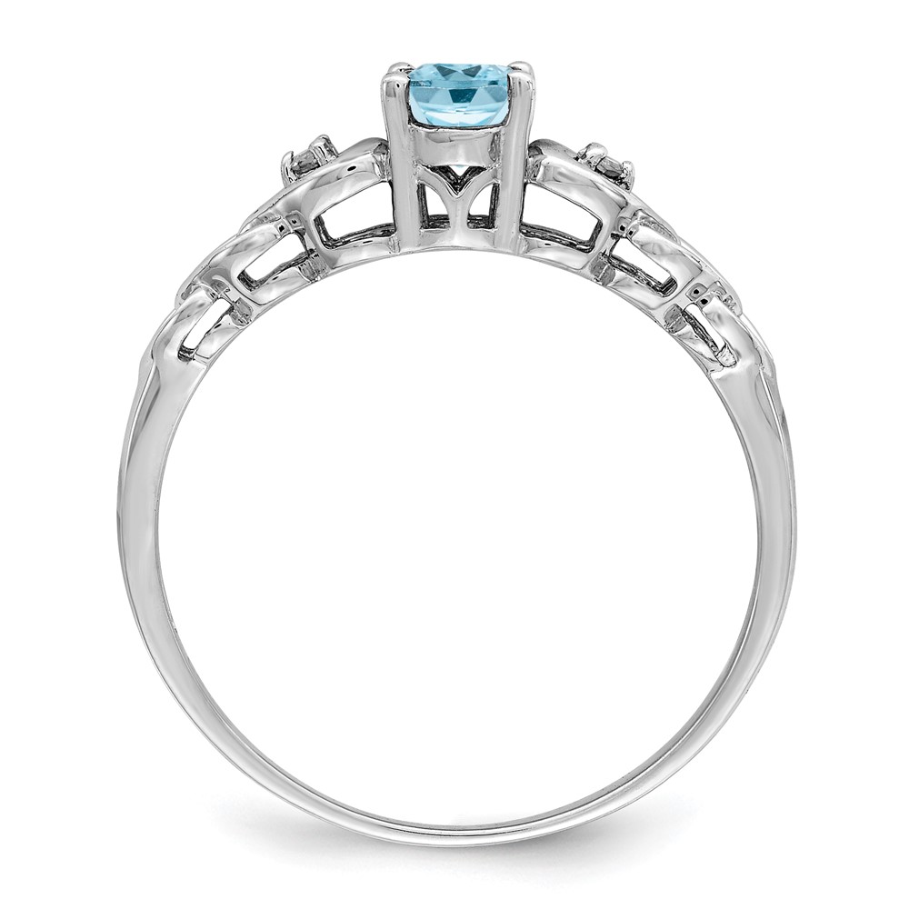 Sterling Silver Rhodium-plated Swiss Blue Topaz & Diam. Ring (QBR23DEC-10)