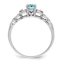 Sterling Silver Rhodium-plated Swiss Blue Topaz & Diam. Ring view 2