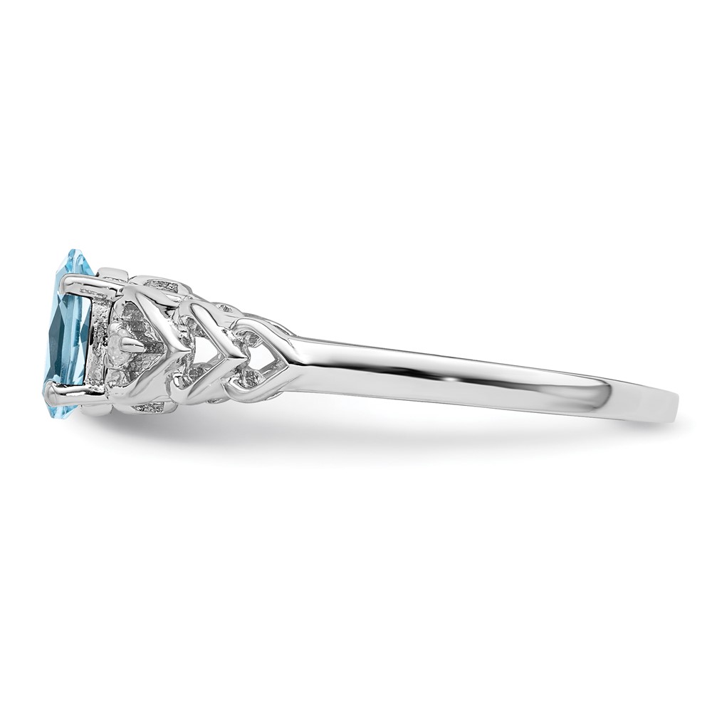 Sterling Silver Rhodium-plated Swiss Blue Topaz & Diam. Ring (QBR23DEC-10)