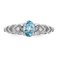 Sterling Silver Rhodium-plated Swiss Blue Topaz & Diam. Ring view 5