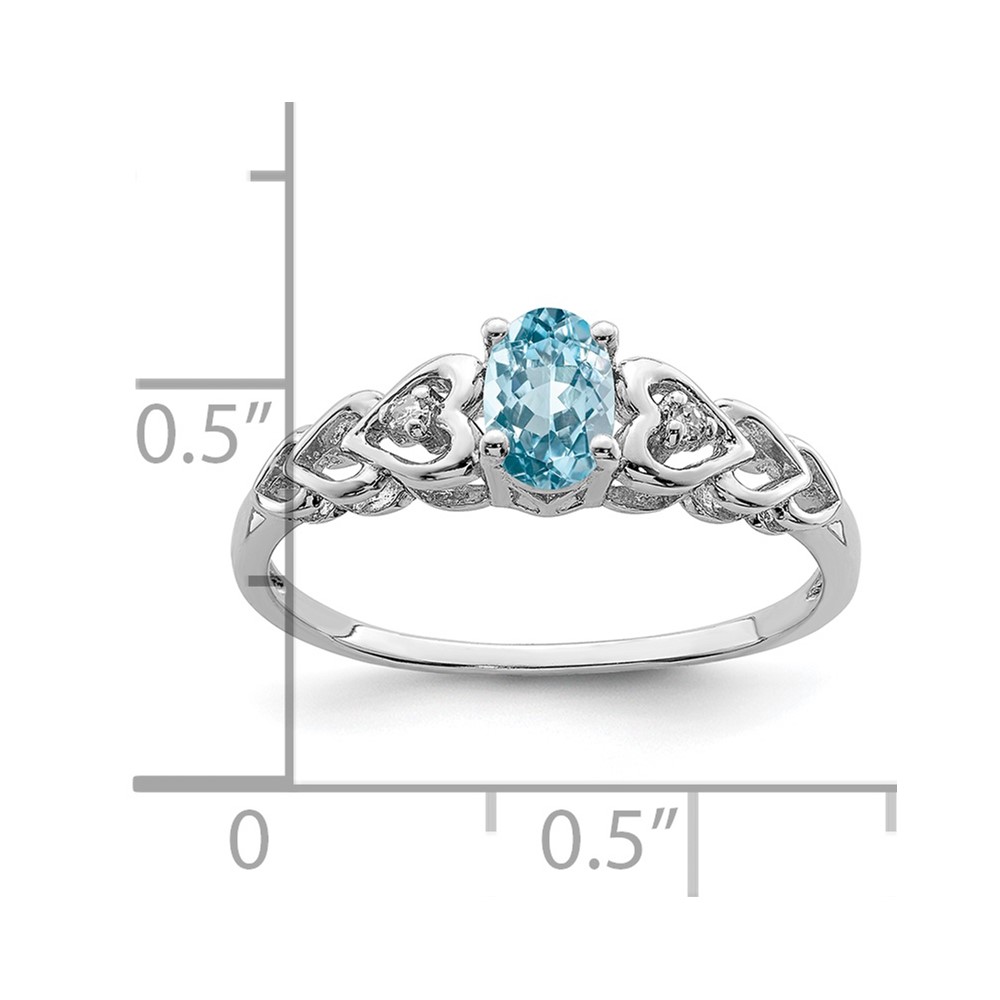 Sterling Silver Rhodium-plated Swiss Blue Topaz & Diam. Ring (QBR23DEC-10)