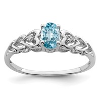 Sterling Silver Rhodium-plated Swiss Blue Topaz & Diam. Ring view 1