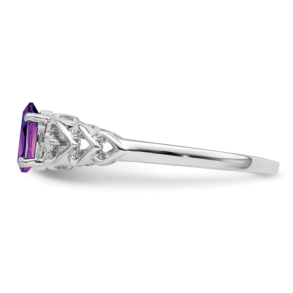Sterling Silver Rhodium-plated Amethyst & Diam. Ring (QBR23FEB-9)