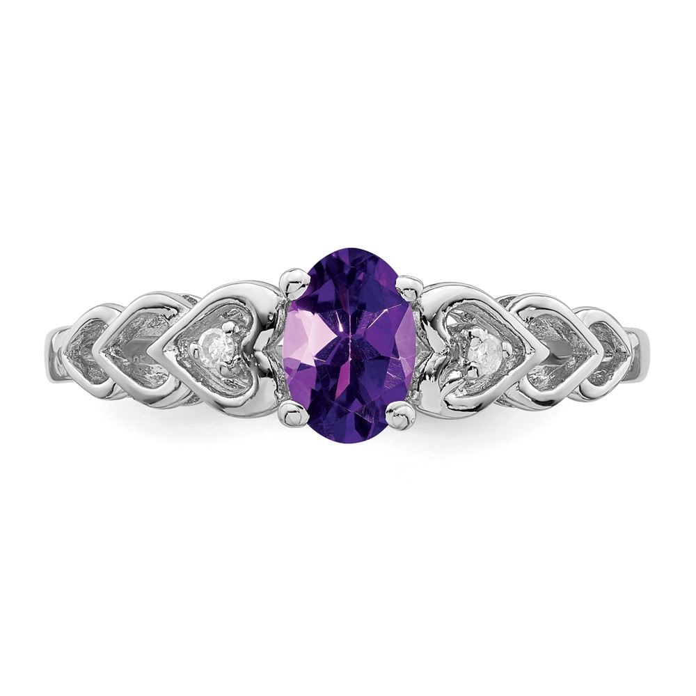 Sterling Silver Rhodium-plated Amethyst & Diam. Ring (QBR23FEB-9)