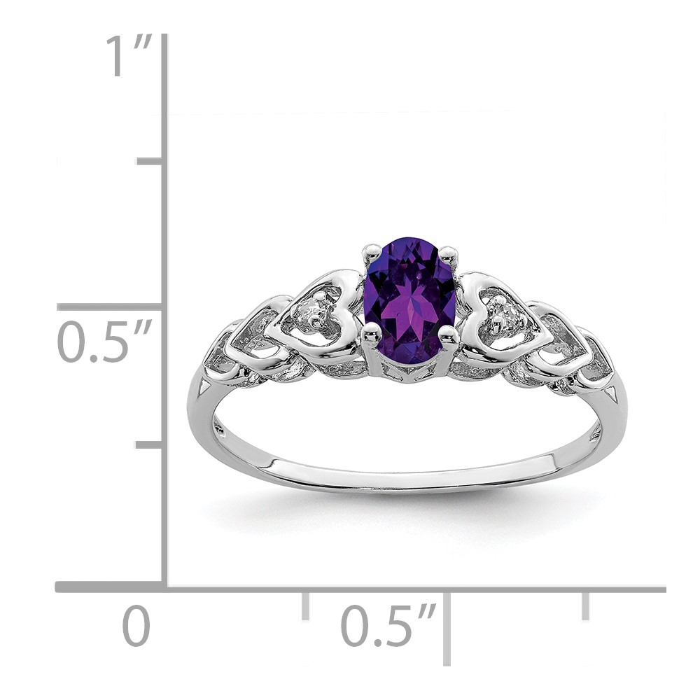 Sterling Silver Rhodium-plated Amethyst & Diam. Ring (QBR23FEB-9)
