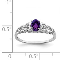 Sterling Silver Rhodium-plated Amethyst & Diam. Ring view 2