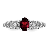 Sterling Silver Rhodium-plated Garnet & Diam. Ring view 4