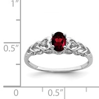 Sterling Silver Rhodium-plated Garnet & Diam. Ring view 2
