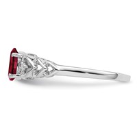 Sterling Silver Rhodium-plated Created Ruby & Diam. Ring view 3