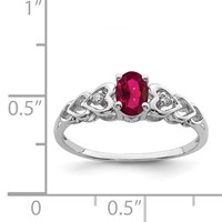 Sterling Silver Rhodium-plated Created Ruby & Diam. Ring view 2