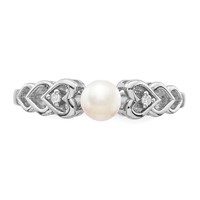 Sterling Silver Rhodium-plated FW Cultured Pearl & Diam. Ring view 5