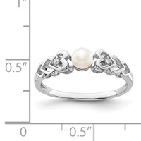 Sterling Silver Rhodium-plated FW Cultured Pearl & Diam. Ring view 4
