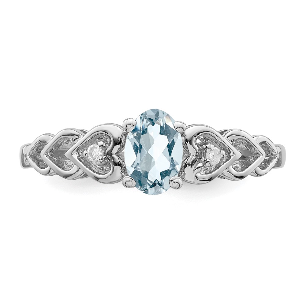 Sterling Silver Rhodium-plated Aquamarine & Diam. Ring (QBR23MAR-9)