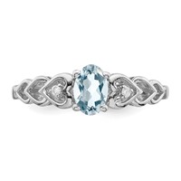 Sterling Silver Rhodium-plated Aquamarine & Diam. Ring view 4