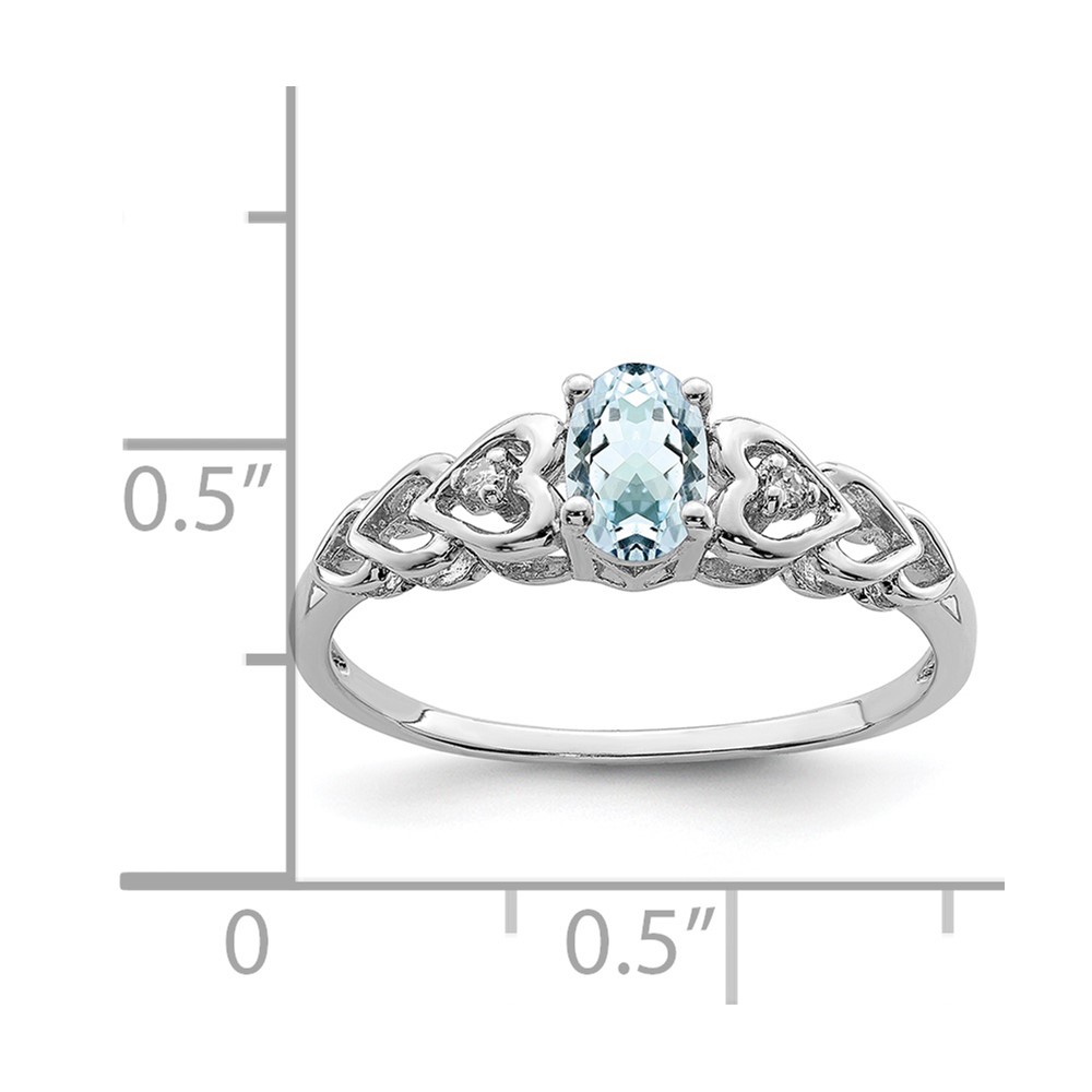 Sterling Silver Rhodium-plated Aquamarine & Diam. Ring (QBR23MAR-9)