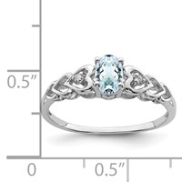 Sterling Silver Rhodium-plated Aquamarine & Diam. Ring view 2