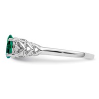 Sterling Silver Rhodium-plated Created Emerald & Diam. Ring view 3