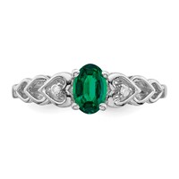 Sterling Silver Rhodium-plated Created Emerald & Diam. Ring view 4