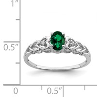 Sterling Silver Rhodium-plated Created Emerald & Diam. Ring view 2